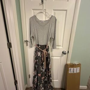Gray Floral Maxi Dress